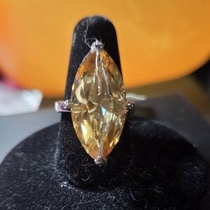Nwt Sterling Silver Marquise Cut Citrine Statement Ring